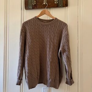 Brandy Melville Cable Knit Crewneck Sweater in Taupe